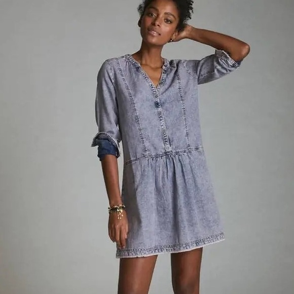 ANTHROPOLOGIE PILCRO Lorelei Tunic Denim Dress - Picture 2 of 6